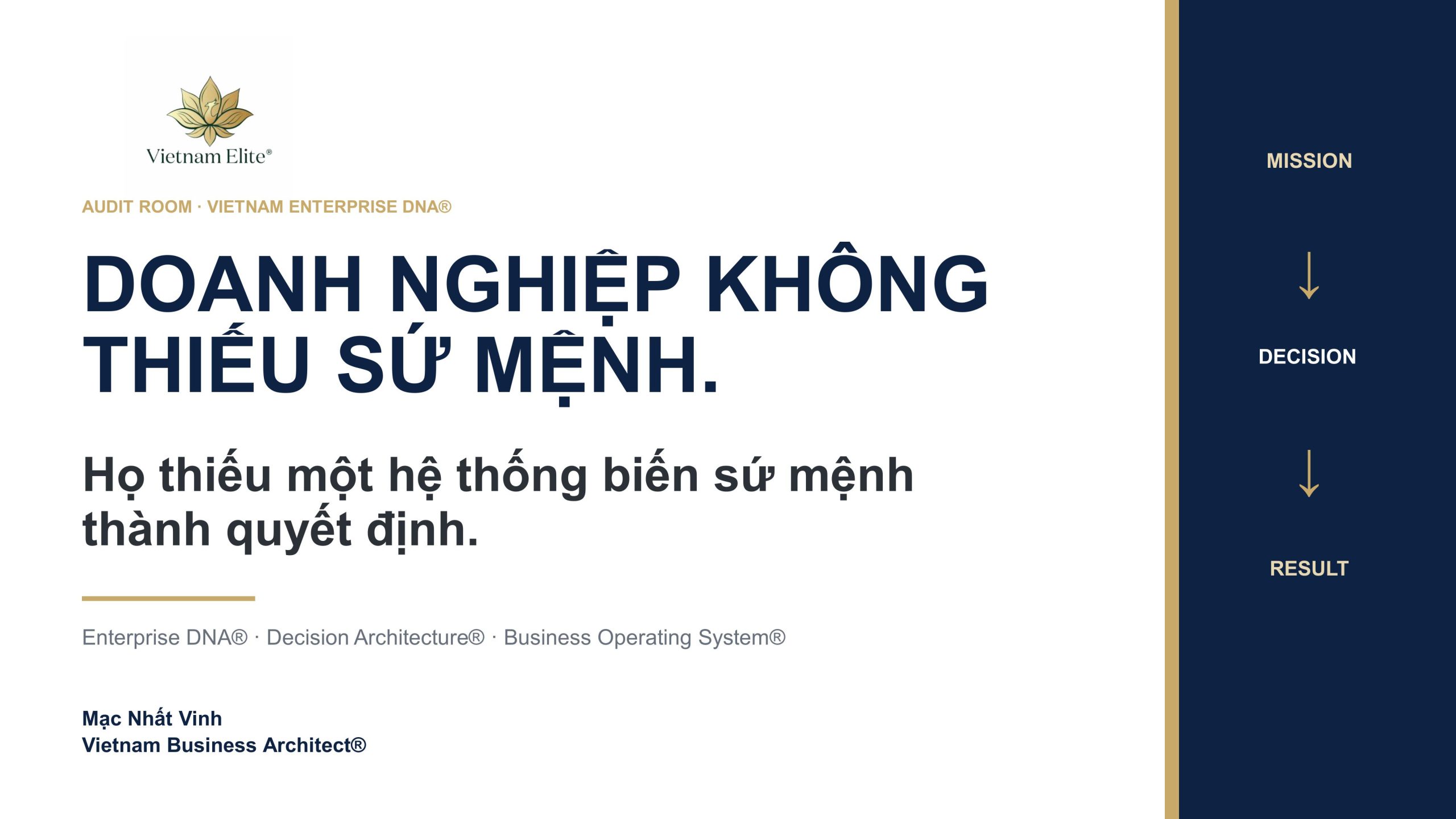 Biến sứ mệnh thành quyết định bằng Enterprise DNA và Decision Architecture