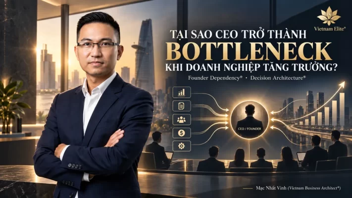 Tại sao CEO trở thành bottleneck khi doanh nghiệp tăng trưởng — Founder Dependency® và Decision Architecture®